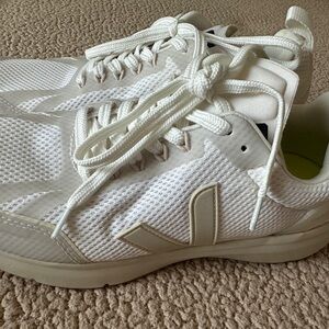 Veja Cream and White Mesh Sneakers